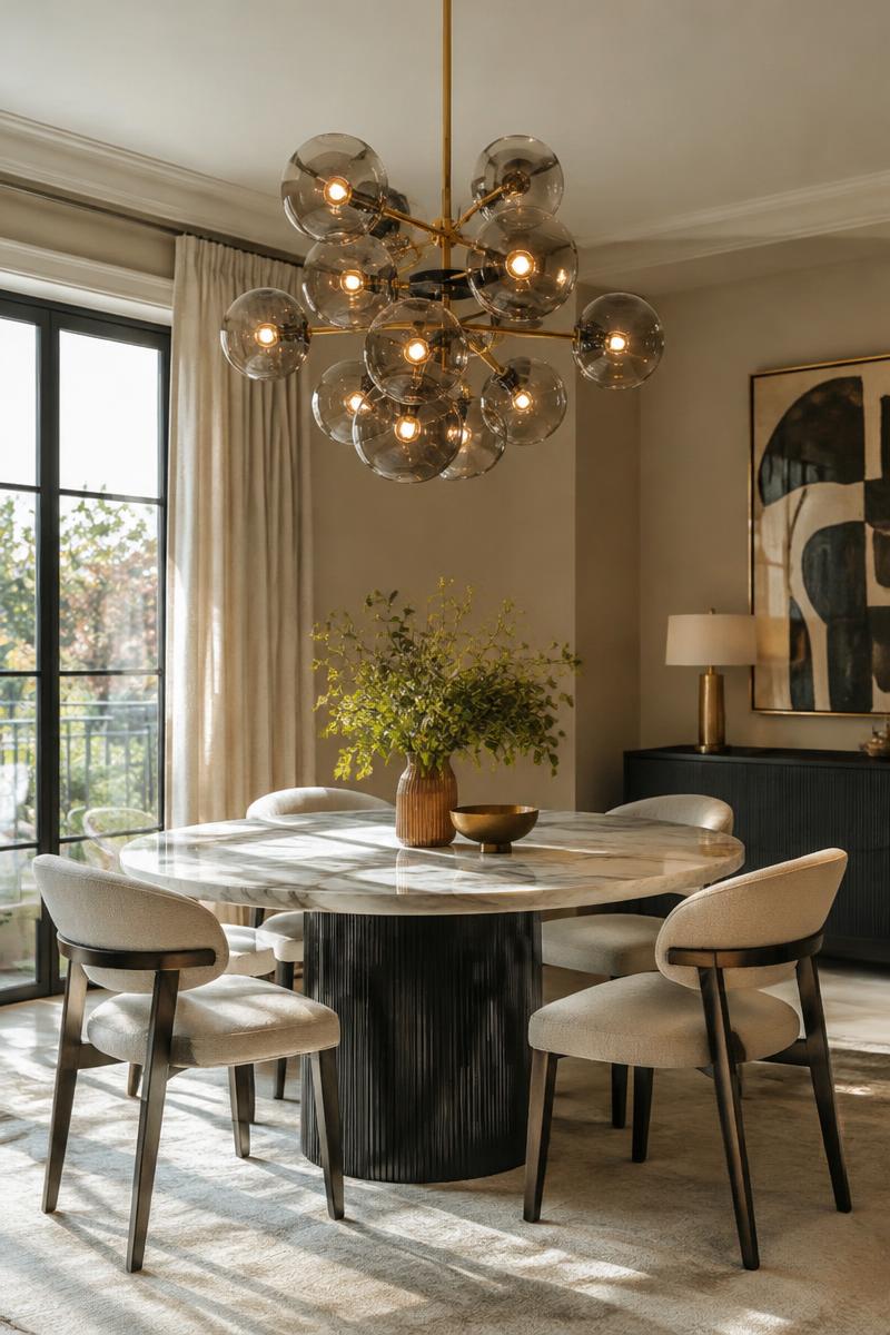 Elegant dining room with chandelier