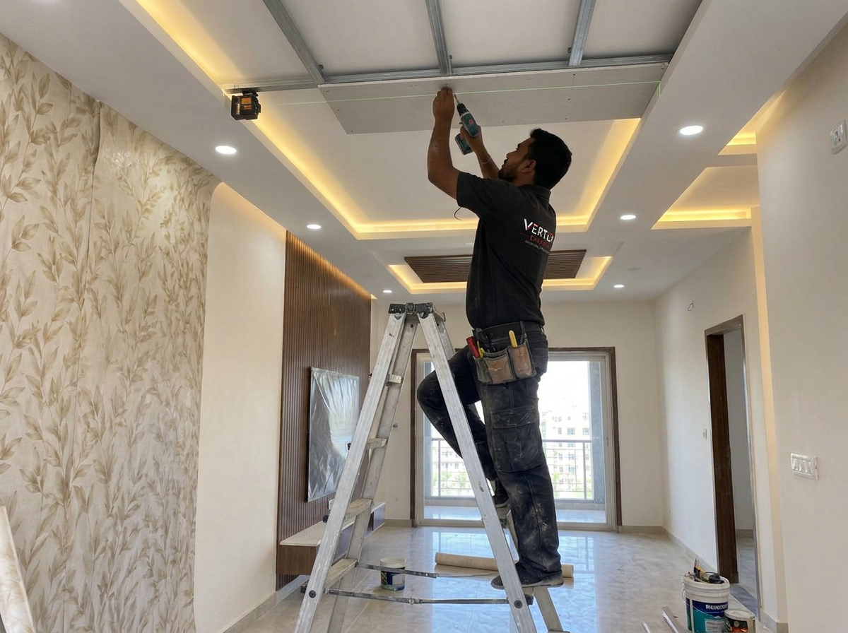 Wallpaper & ceiling work by Vertex Experts